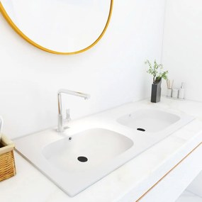 vidaXL Lavatório de embutir duplo 1205x460x145 mm SMC branco