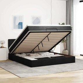 vidaXL Estrutura de cama otomana com colchão 180x200 cm tecido preto