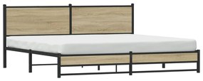 Estrutura de cama sem colchão 193x203cm metal carvalho sonoma