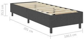 Cama boxspring 100x200 cm tecido cinzento