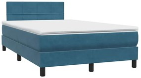 Cama com molas/colchão 120x210 cm veludo azul-escuro
