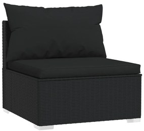 Sofá com almofadões 3 lugares vime PE preto