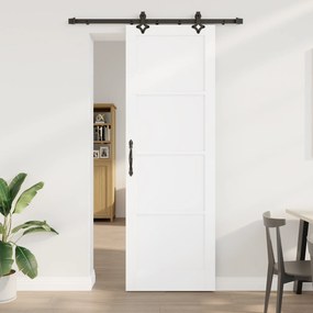 vidaXL Porta Deslizante com Conjunto de Ferragens 'ORKDAL'em Madeira Sólida Branca