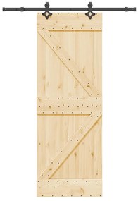vidaXL Porta de correr com ferragens 70x210 cm madeira de pinho maciça