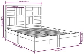 Estrutura de cama king 150x200 cm madeira maciça branco