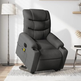 vidaXL Poltrona elétrica elevatória massagens tecido cinzento-escuro