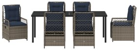 Conjunto de Jantar de Jardim 7 Peças Rattan PE Cinza