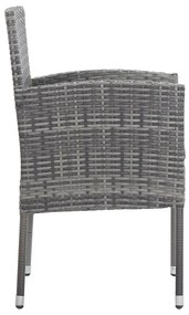 Cadeiras jardim c/ almofadões cinza escuro 2 pcs vime PE cinza