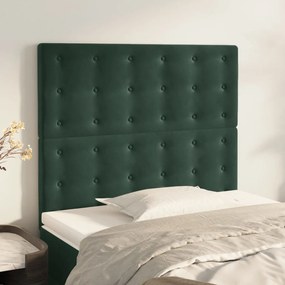 Cabeceira de cama 2 pcs veludo 80x5x78/88 cm verde-escuro