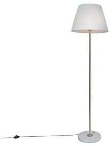 Candeeiro de pé retro em latão com abajur plissado creme 45 cm - Kaso Retro