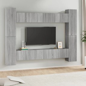 vidaXL Conjunto móveis de TV 10 pcs madeira processada sonoma cinza