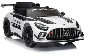 Carro elétrico para crianças Mercedes-Benz GT AMG , 12V pneus de borracha EVA, banco em pele artificial Branco