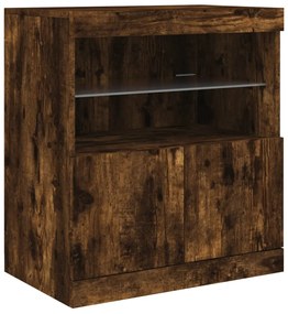 Aparador com luzes LED 142,5x37x67 cm carvalho fumado