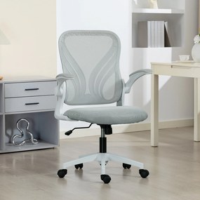 Cadeira de escritório ergonómica, cadeira de escritório em malha, encosto rebatível, braços retráteis, 73 x 62 x 101-111 cm, cinzenta