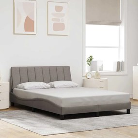 vidaXL Cama sem colchão 140x200 cm tecido castanho-acinzentado