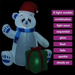 Urso polar insuflável de Natal LED interior/exterior 1,8 m