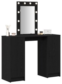 Mesa de maquiagem vidaXL com Luzes de LED Carvalho Preto 102x33x135 cm