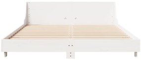Cama sem colchão 135x190 cm madeira de pinho maciça branco