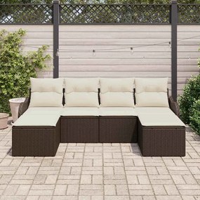 Conjunto de Sofá Jardim vidaXL de 6 peças com Almofadas em Rattan Poli