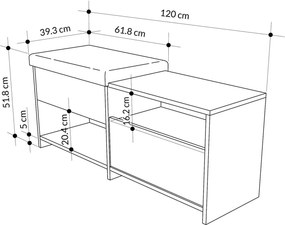 Sapateira Berlin – Nogueira – 60 cm x 200 cm x 35 cm