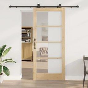 Porta Deslizante vidaXL com Conjunto de Ferragens 'ORKDAL'Madeira Sóli
