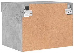 Mesa de cabeceira de parede com luzes LED cinzento cimento