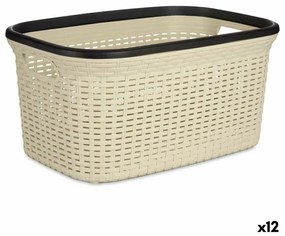 Cesto da Roupa Creme Plástico 36 L 36 x 25,5 x 52,5 cm (12 Unidades)