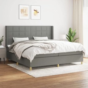 vidaXL Cama com molas/colchão 200x200 cm tecido cinzento-escuro