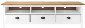 Móvel de TV Hill 158x40x47 cm pinho maciço branco