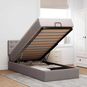 vidaXL Estrutura de cama otomana com colchão tecido cinzento 90x190cm