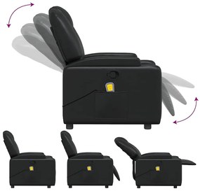 Poltrona de massagens reclinável couro artificial preto