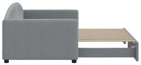 Sofá-cama com gavetão 90x190 cm tecido cinzento-claro