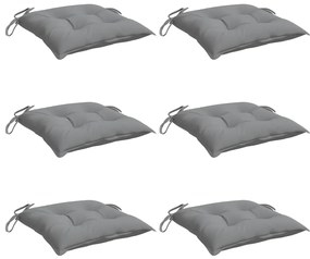 Almofadões de cadeira 6 pcs 50x50x7 cm tecido oxford cinzento