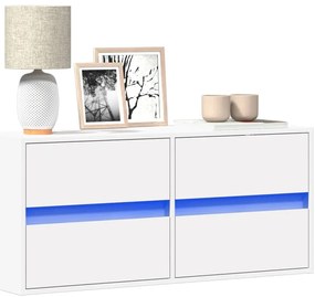 Móvel de parede para TV com luzes LED 100x31x45 cm branco