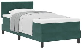 Cama Box Spring com Colchão Verde Escuro 100x200 cm Veludo