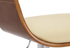 Banco de bar Kingston em couro sintético 50 x 88-102 x 48 cm Nogueira + Creme
