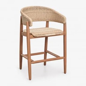 Pack De 2 Bancos Altos De Jardim Em Madeira De Acácia E Rattan Sintético Ribeira ↑65 Cm & Castanho Acácia - Sklum