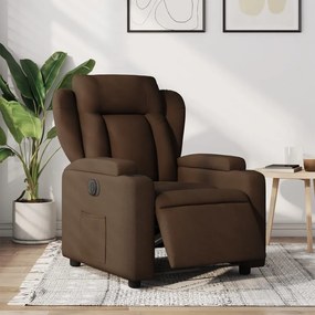 vidaXL Poltrona elétrica reclinável tecido castanho