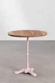 Mesa De Bar Redonda Em Madeira De Acácia Azteca Ø70 Cm & Madeira De Acácia - Rosa Algodão Doce - Sklum