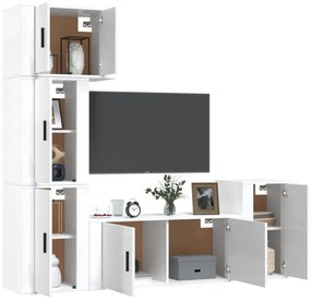 5 pcs conjunto móveis de TV madeira processada branco brilhante