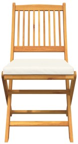 Cadeiras de Jardim Dobráveis vidaXL com Almofada Branca 6pcs em Madeir