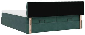 Estrutura de cama otomana com colchão verde escuro Veludo
