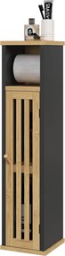 Móvel de casa de banho 18 x 18 x 75 cm com suporte para papel higiénico e espaço de arrumação, com barra amovível de 2 níveis + saída para papel, em M