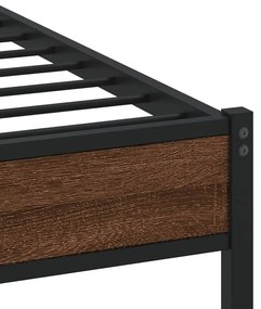 Estrutura de cama sem colchão 120x200cm metal carvalho castanho
