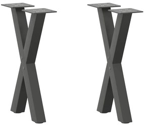 vidaXL Pés para mesa de centro em formato de X, 2 peças, antracite, 38x(42-43) cm, aço