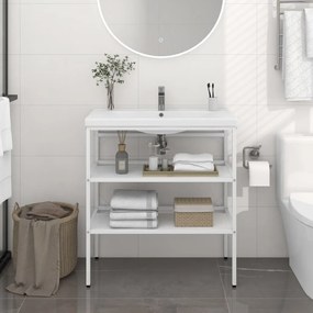 vidaXL Estrutura p/ lavatório casa de banho ferro 79x38x83 cm branco