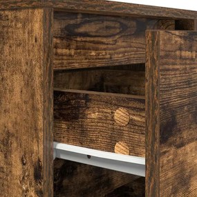 Mesa de cabeceira c/ luzes LED 38x34x65 cm carvalho fumado