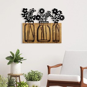 Acessório Decorativo de Parede Flower 5 – Nogueira e Preto – 65 x 3 x