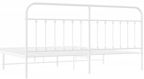 Estrutura de cama com cabeceira 200x200 cm metal branco