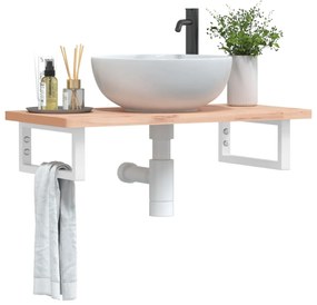 vidaXL Suportes de prateleira p/ lavatório 2 pcs aço retangular branco